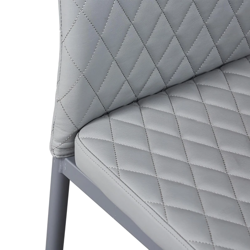 Set of 4 Modern Dining Chairs with Fireproof Leather and Sprayed Metal Pipe, Dining Seat with PU Material, 17.5'' L x 15.5'' W x 37'' H cm, Gray