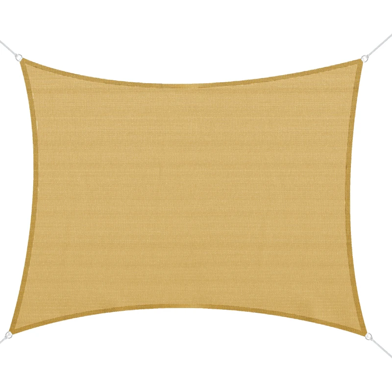 Outsunny 16' x 20' Sun Shade Sail Canopy Outdoor Shade Sail Cloth for Patio Deck Yard with D-Rings and Rope Included, Sand