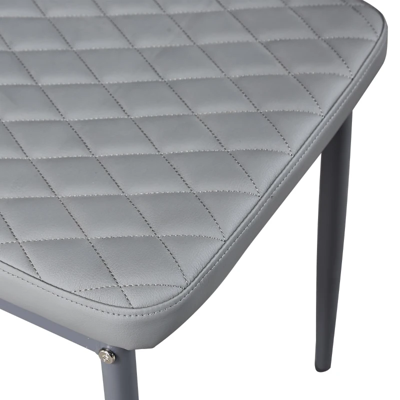Set of 6 Modern Dining Chairs with Fireproof Leather, Diamond Grid Pattern, Dining Seats Perfect for Gatherings, 18" L x 16" W x 37" H, Gray