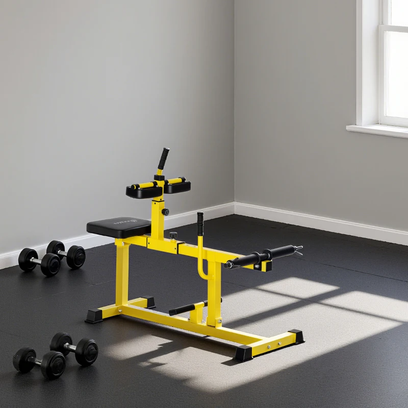Soozier Adjustable Steel Seated Calf Raise Exercise Strength Training Gym Equipment, Yellow