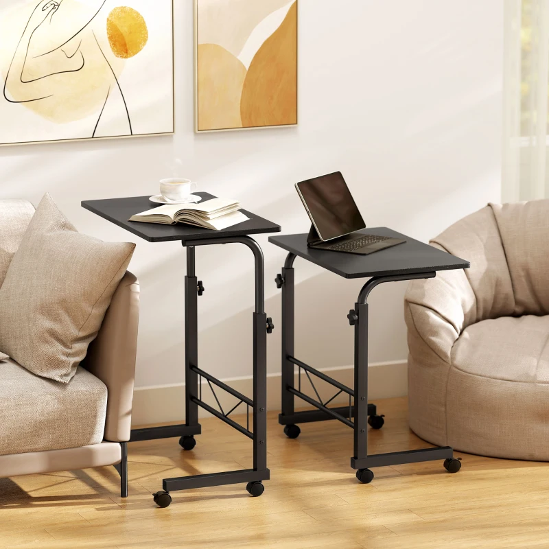 HOMCOM Mobile Standing Desk with Adjustable Height, 23.5 inch Stand Up Desk with Wheels, Black