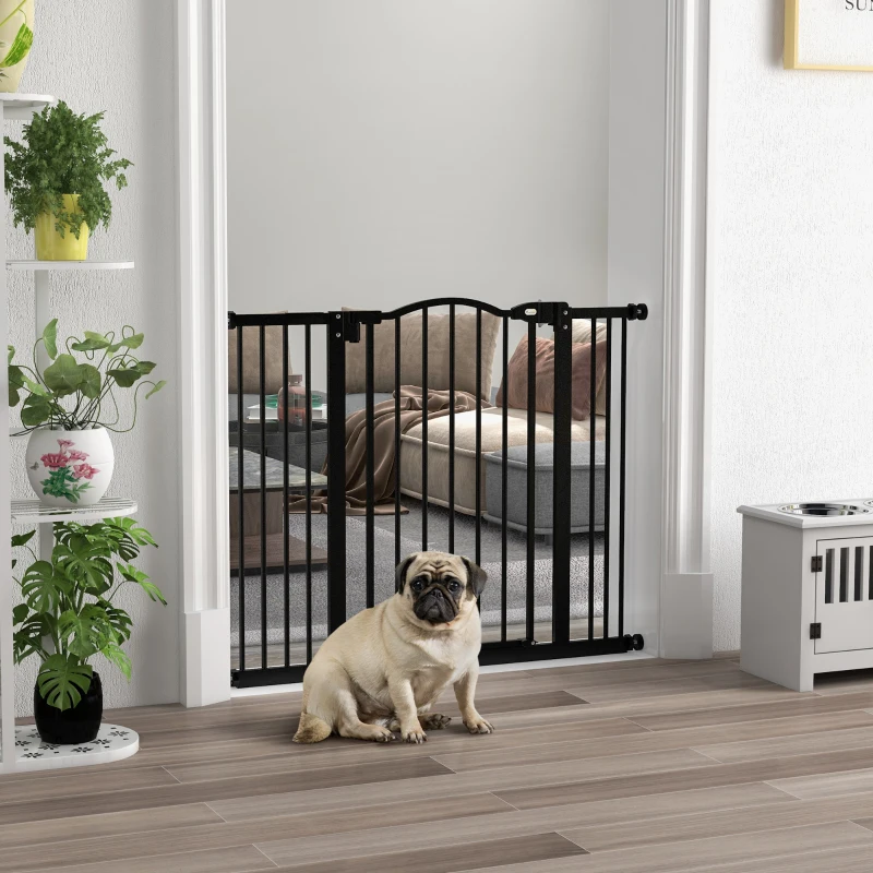PawHut Extra Tall Dog Gate with Door, Pressure Fit, Auto Close, Double Locking for Doorways Hallways Stairs, 29"-39", Black