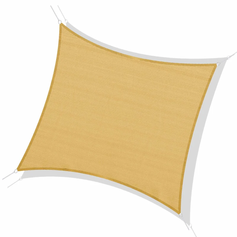 Outsunny 10ft x10ft Square Canopy Sun Shade Sail Garden Cover UV Protector Outdoor Patio Lawn Shelter with Carrying Bag Sand