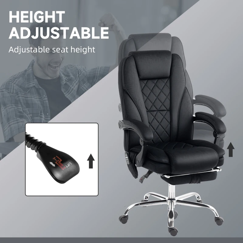 Vinsetto Massage Office Chair, Reclining Computer Chair with Adjustable Height and Footrest, Black
