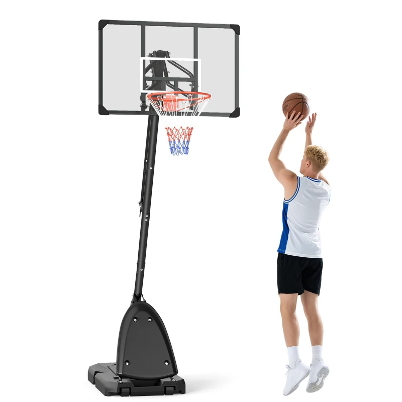 Soozier Outdoor Portable Basketball Hoop and Stand with Backboard Weighted Base Wheels, 115.4"-137.8" Height Adjustable