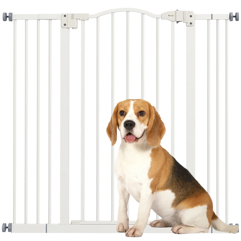 PawHut Extra Tall Dog Gate with Door, Pressure Fit, Auto Close, Double Locking for Doorways Hallways Stairs, 29"-39", White