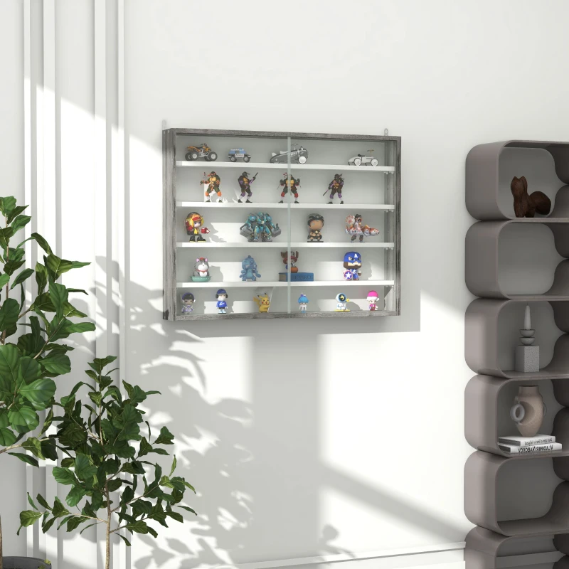HOMCOM 5-Tier Display Cabinet, Shot Glass Display Case, Glass Curio Cabinet with 2 Glass Doors and 4 Adjustable Shelves, White