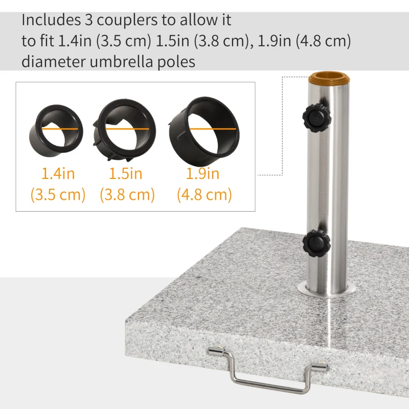 Outsunny 55 lbs Marble Square Umbrella Stand 16.5" Market Heavy Holder Base w/ Wheels, Grey