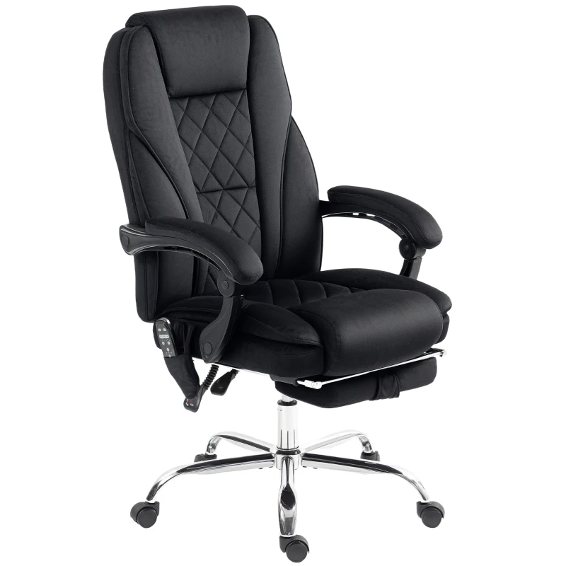 Vinsetto Massage Office Chair, Reclining Computer Chair with Adjustable Height and Footrest, Black