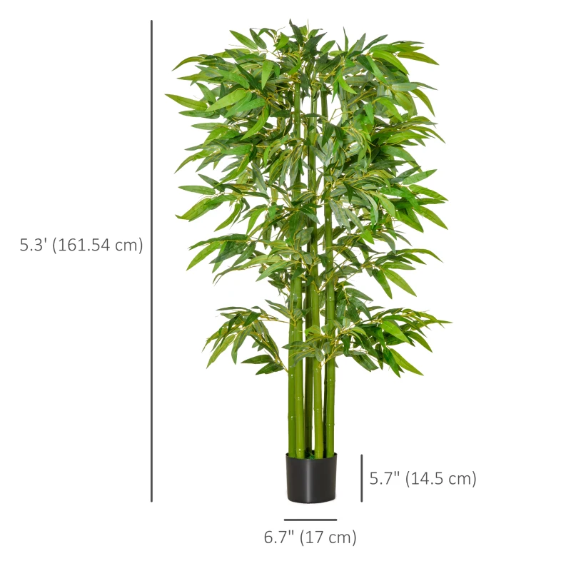 HOMCOM 5.3ft Artificial Tree, Indoor Fake Bamboo with Pot, for Home, Office, and Living Room Decor