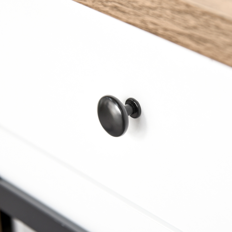 HOMCOM Rustic Barn Door Storage Cabinet, Farmhouse Buffet Sideboard for Kitchen and Dining Room White