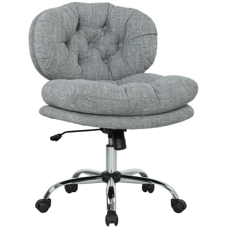 HOMCOM Computer Desk Chair, Armless Office Chair with Wide Padded Seat and Adjustable Height, Tilt Function, Grey