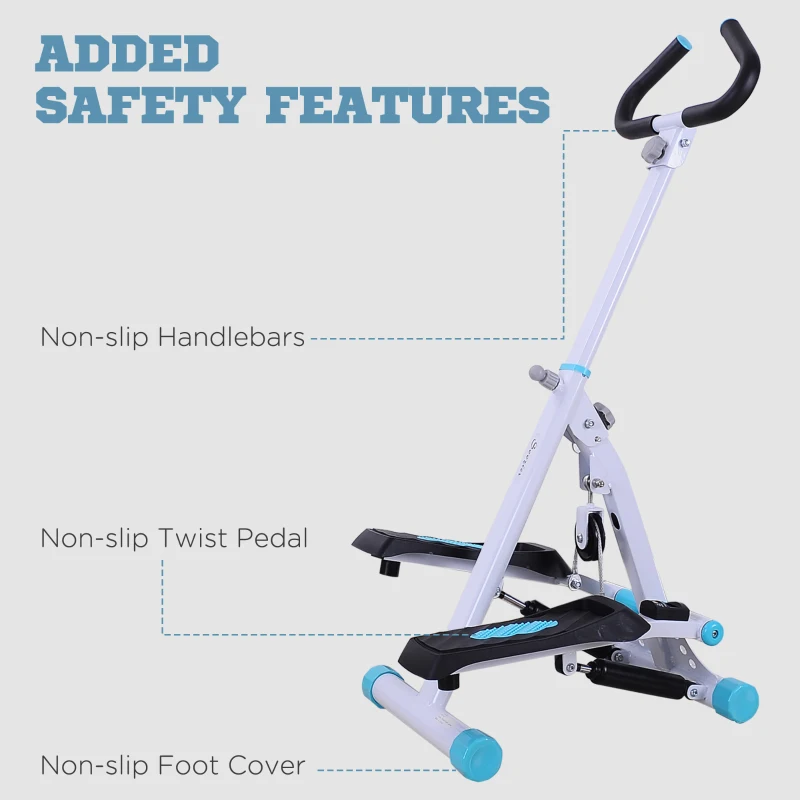 Soozier Height Adjustable Stair Stepper, Stepper Exercise Machine with Handlebar, LCD Monitor, Turquoise