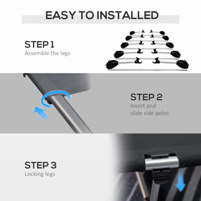 Outsunny Lightweight Camping Cot, Aluminium Portable Folding Bed w/ Strong Support 331 lbs and Carry Bag for Camping, Black