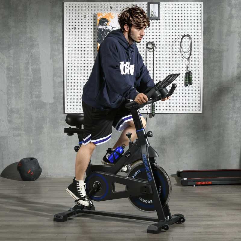 Soozier Adjustable Upright Stationary Exercise Bike w/ LCD Display, Indoor Cycling Bike for Home w/ Adjustable Resistance, Black