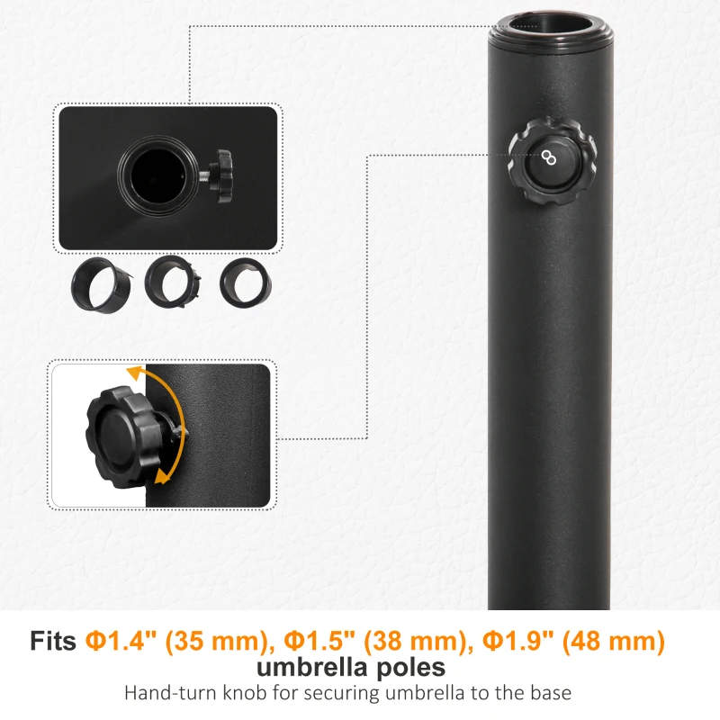 Outsunny 29 lbs Cement Square Market Umbrella Base Holder 16" Heavy Duty Parasol Stand for Patio, Outdoor, Backyard, Black