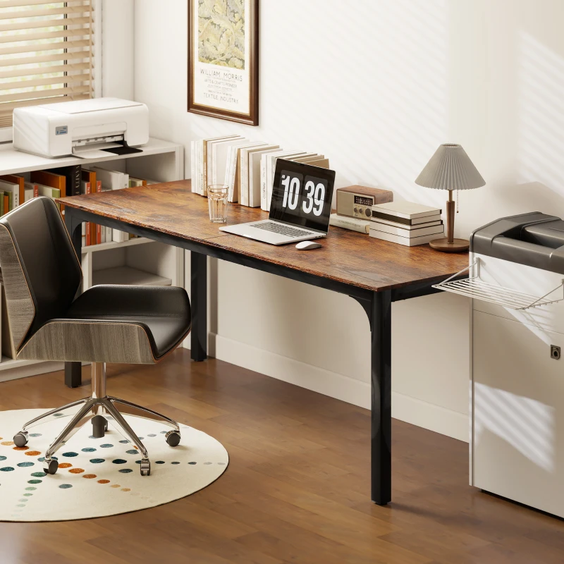 HOMCOM 79" Computer Desk, Desktop Desk with Metal Legs, Rustic Brown