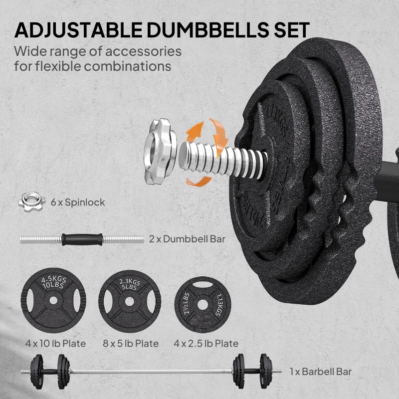 Soozier Adjustable Dumbbell Set, 2 in 1 Weights Dumbbells Set for Home Gym, 112lb Free Weights with Non-Slip Grip