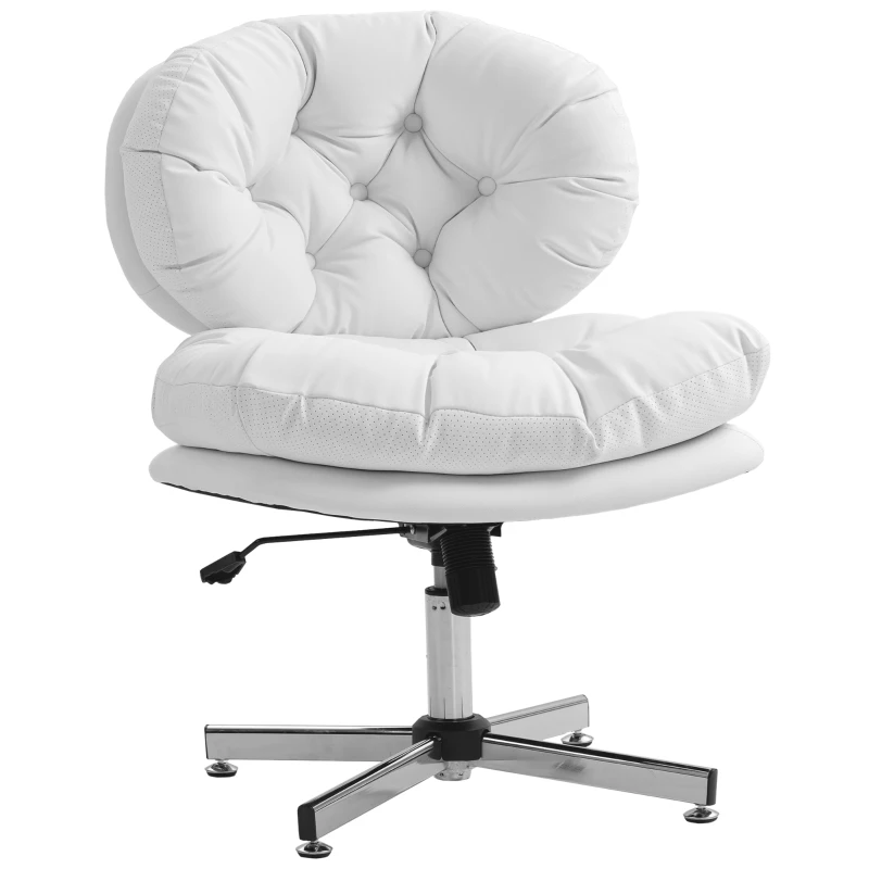 HOMCOM Computer Desk Chair, Armless Office Chair with Wide Padded Seat and Adjustable Height, White