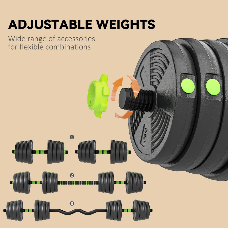 Soozier Adjustable Dumbbell Set, 3 in 1 Weights Dumbbells Set for Home Gym, 66lb Free Weights with Connector and Non-Slip Grip