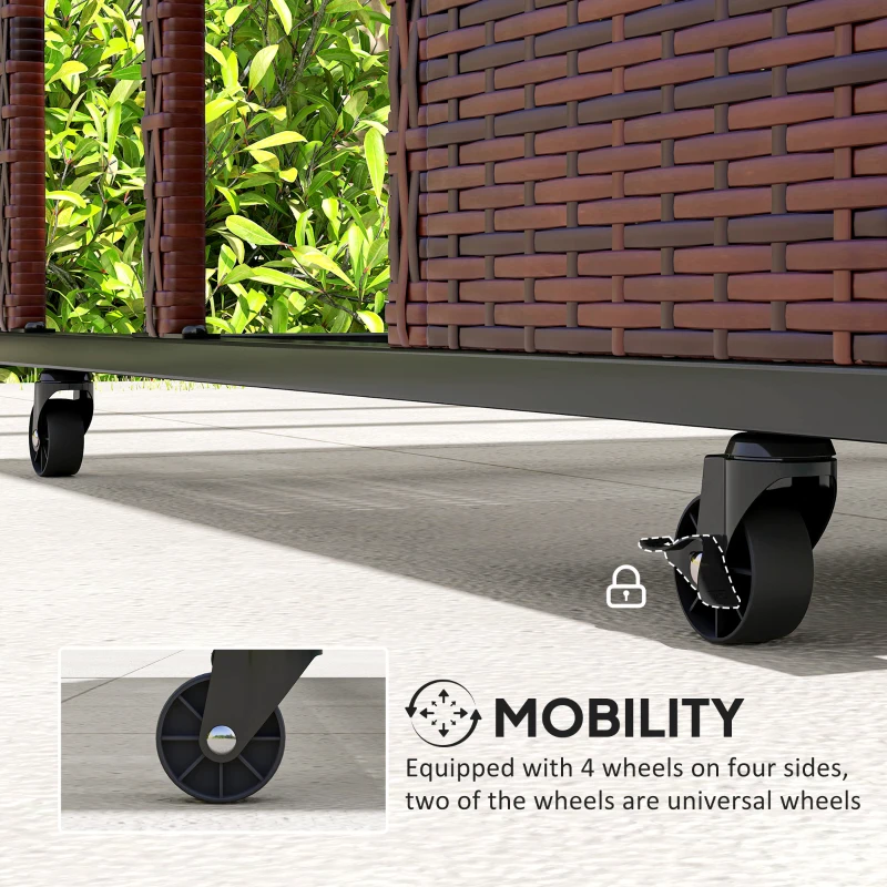 Outsunny PE Rattan Pool Float Storage Organizer with Wheels, Mixed Brown