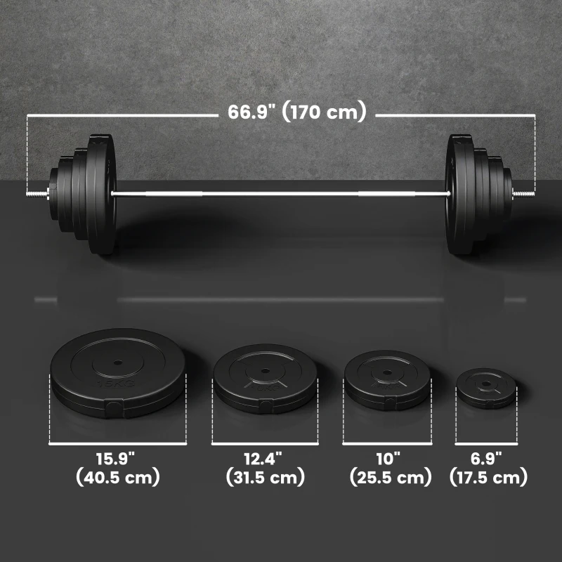 Soozier 154 lbs Barbell Weight Set, Adjustable Weights for Home Gym with 67" Barbell Bar, Strength Training Equipment