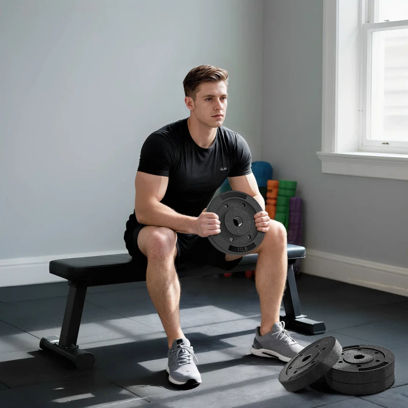 Soozier Weight Plates Set of 4, 1-Inch Barbell Weight Set for Home Gym Strength Training and Weightlifting, 4 x 11 lbs