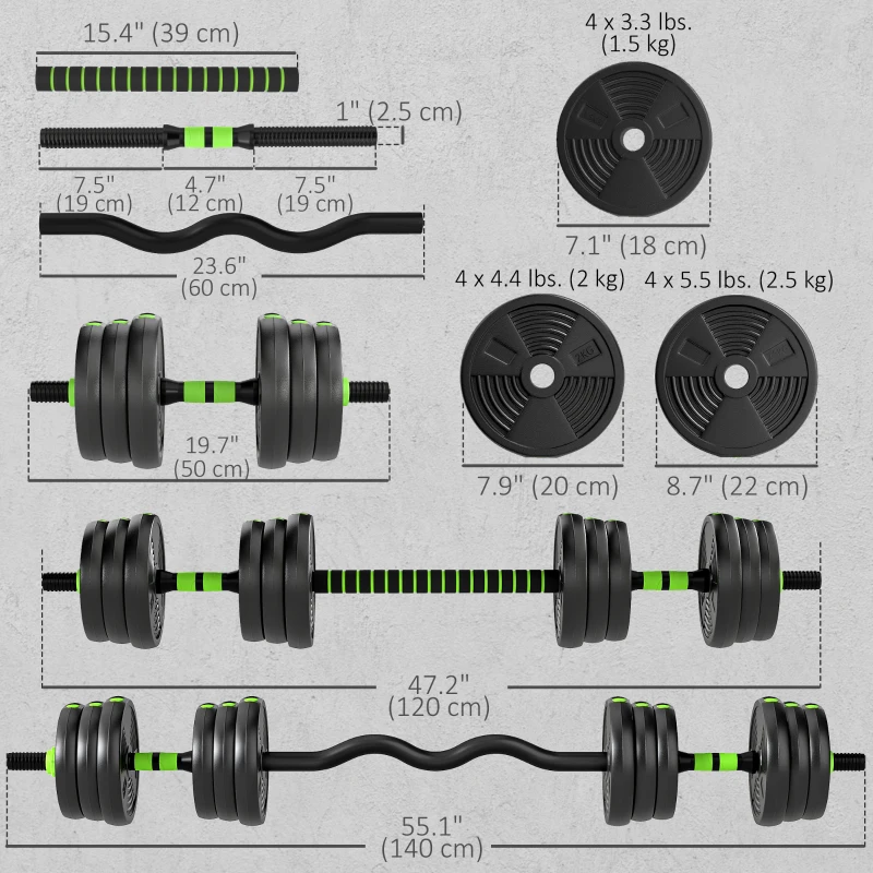 Soozier Adjustable Dumbbell Set, 3 in 1 Weights Dumbbells Set for Home Gym, 55lb Free Weights with Connector and Non-Slip Grip