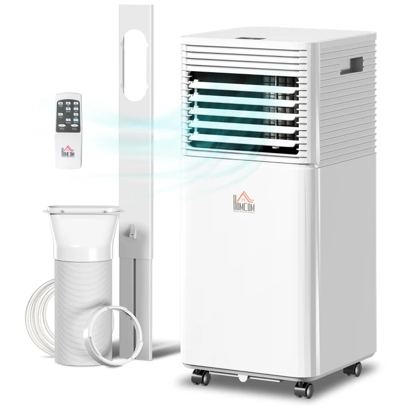 HOMCOM 8000 BTU Portable Air Conditioner with Fan & Dehumidifier Mode, Quiet AC Unit with Remote Control, 24-Hour Timer, White