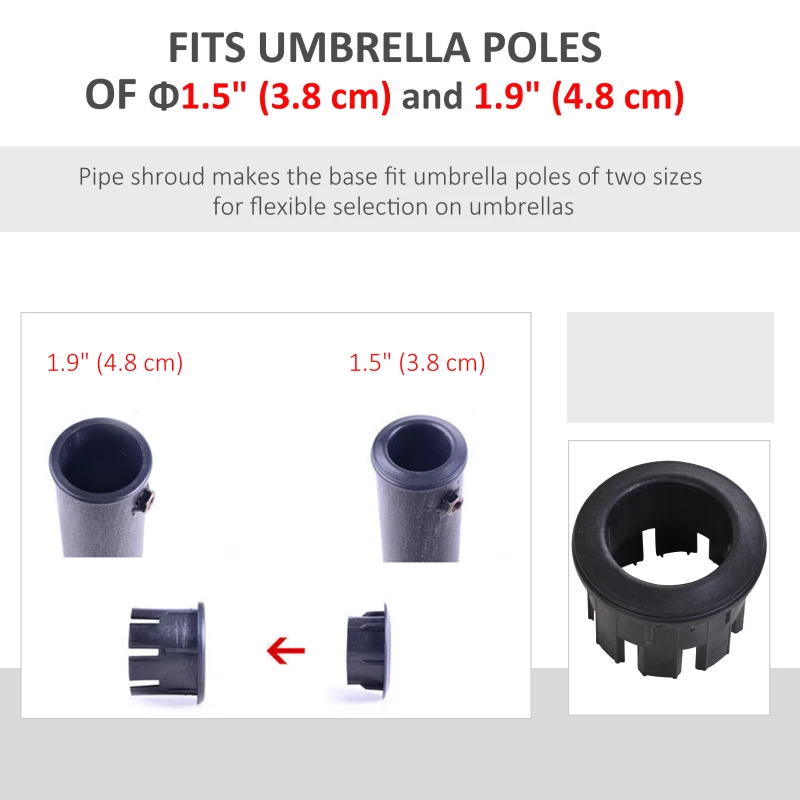 Outsunny 29 lbs Resin Round Patio Umbrella Stand Base Coated Pole Market Garden Umbrella Holder Parasol Holder Black