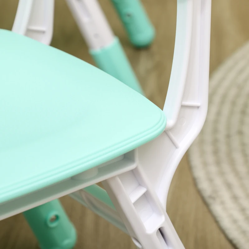 Qaba Kids Table and Chair Set with 4 Chairs, Adjustable Height, Easy to Clean, for 1.5 - 5 Years Old, Green
