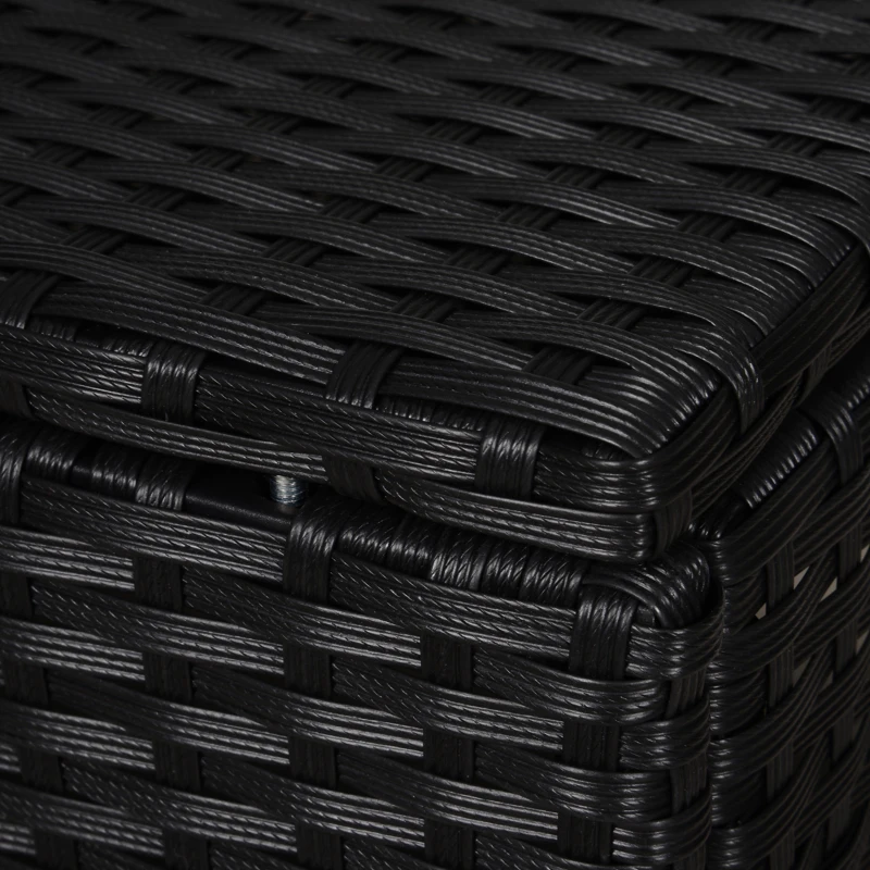 Outsunny 20" Patio Wicker Ottoman, Multipurpose Outdoor PE Rattan Footrest, Additional Seating, Side Table with Soft Cushion, Black, Cream White