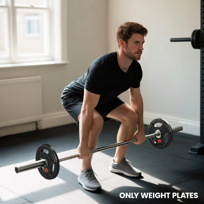 Soozier Weight Plates Set, 2-Inch Barbell Weights Set w/Tri-Grips for Home Gym Weightlifting and Strength Training, 2 x 33lbs