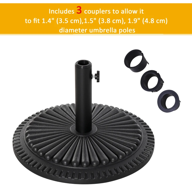 Outsunny Patio Umbrella Base Stand, Round Cement Parasol Holder for Outdoor, Patio, Garden, Beach, Fits Φ1.4", Φ1.5" and Φ 2" Pole, Black