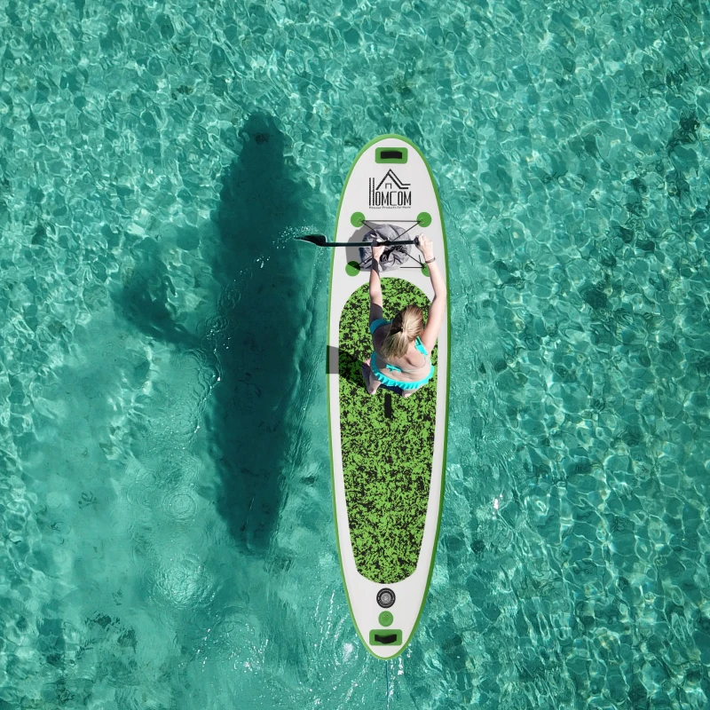 Soozier Inflatable Paddle Board, 120''×30"×4" Stand Up Paddle Board Lightweight & Foldable w/ ISUP Accessories & Carry Bag, Aluminum Paddle, Fix Set, Air Pump, Leash