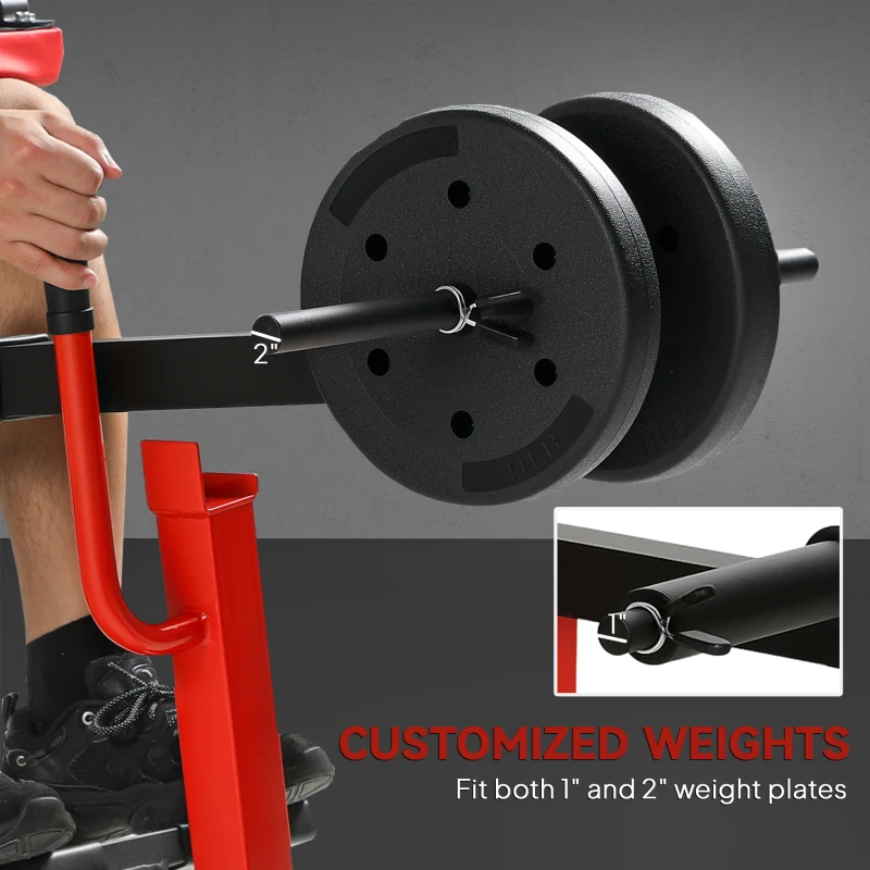 Soozier Adjustable Steel Seated Calf Raise Exercise Strength Training Gym Equipment, Red