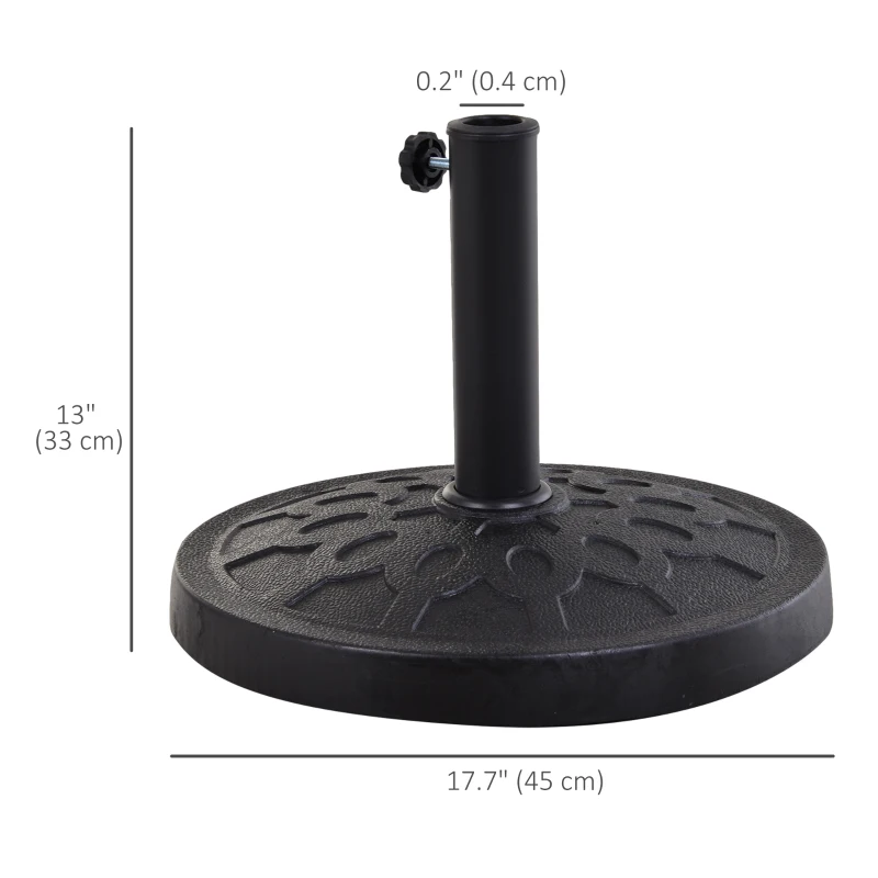 Outsunny 29 lbs Resin Round Patio Umbrella Stand Base Coated Pole Market Garden Umbrella Holder Parasol Holder Black