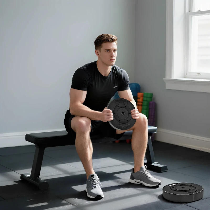 Soozier Weight Plates Set of 2, 1-Inch Barbell Weight Set for Home Gym Strength Training and Weightlifting, 2 x 22 lbs