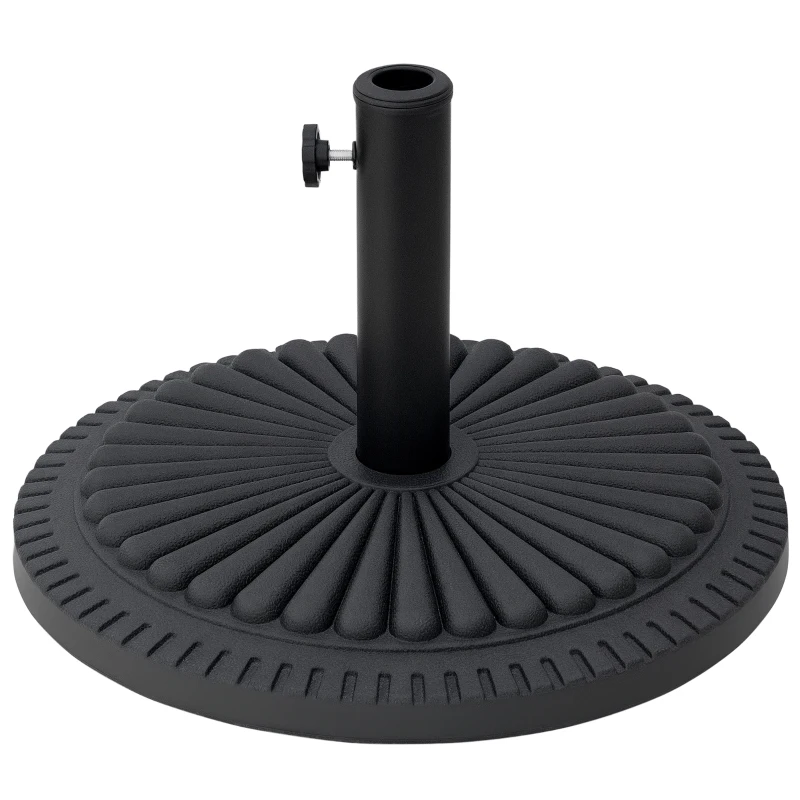 Outsunny Patio Umbrella Base Stand, Round Cement Parasol Holder for Outdoor, Patio, Garden, Beach, Fits Φ1.4", Φ1.5" and Φ 2" Pole, Black