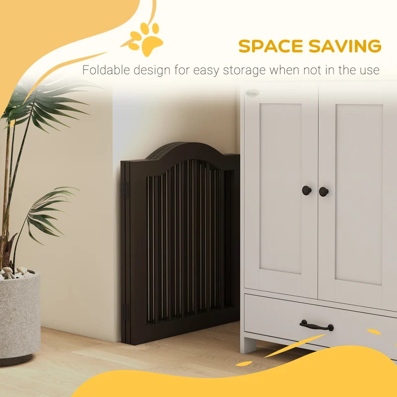 PawHut 24" Freestanding Pet Gate For Dogs with 2 Support Feet, Coffee