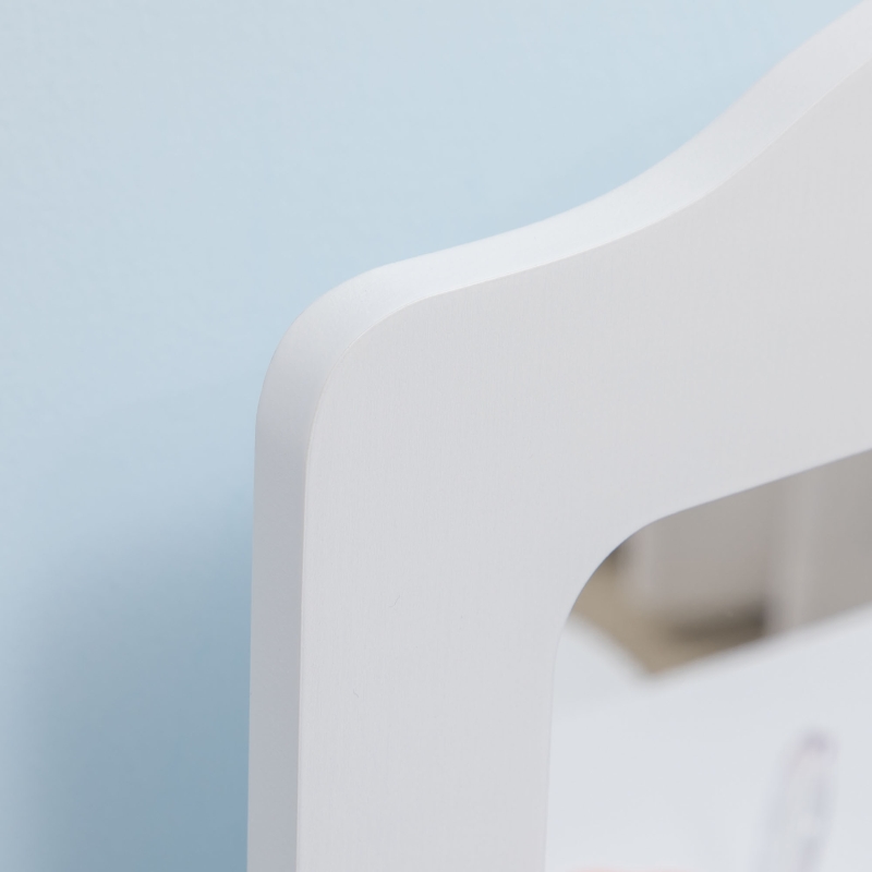 Qaba Kids Vanity Set with Mirror and Stool, Makeup Dressing Table with Drawers for Children Aged 3-6 Years, White