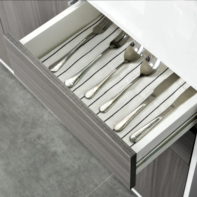 HOMCOM Kitchen Sideboard Storage Cabinet, Modern Coffee Bar with Push-Open Design and 2 Drawers for Living Room, Light Grey