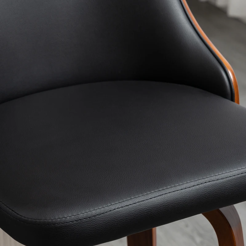 HOMCOM Bar Height Bar Stools Set of 2 PU Leather Upholstered Swivel Barstools with Solid Wood Legs Footrest and Tufted Back, Black