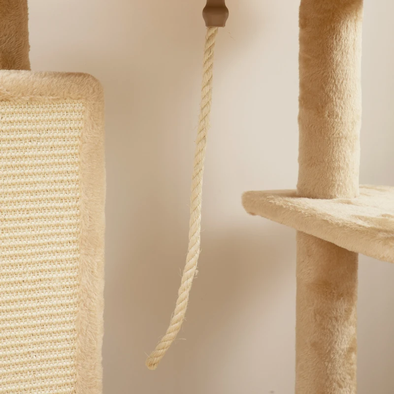 PawHut 52 Inch Cat Tree with Scratching Posts, Cat Bed, Condo, Grooming Brush, Jumping Platforms, Toy Balls, Anti-tip Kit