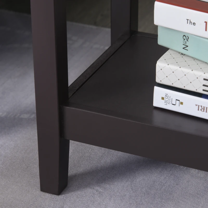 HOMCOM End Side Table in Flip Top Design with Cabinet and Bottom Shelf, Storage Furniture Decoration for Bedroom Living Room Office, Dark Coffee