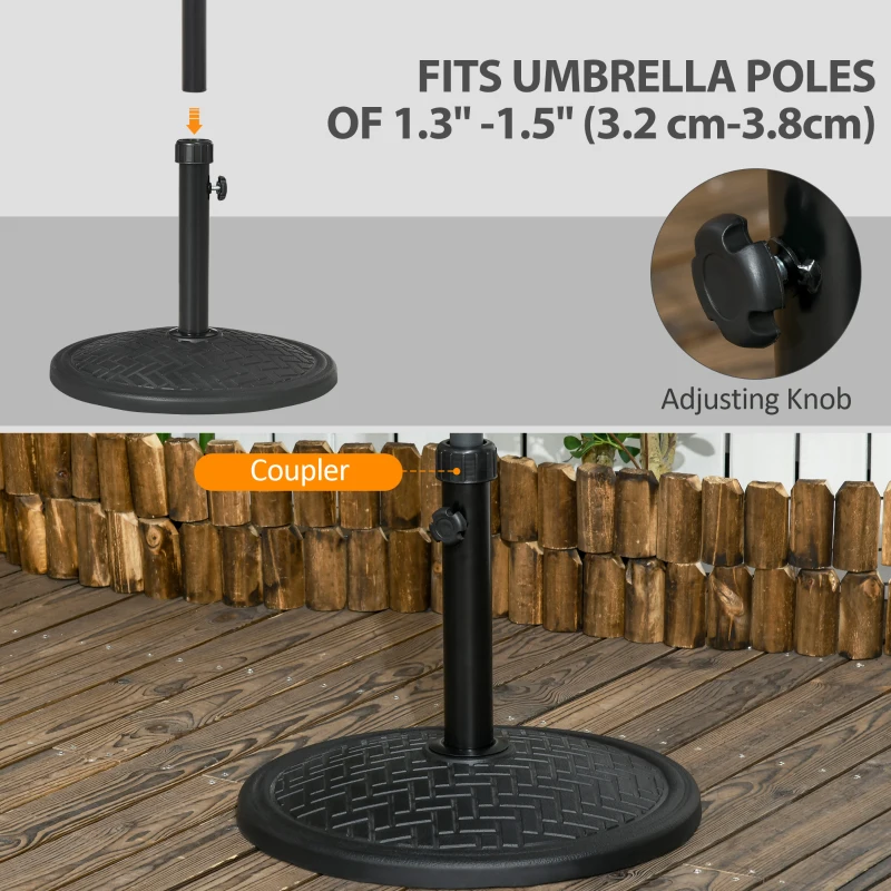 Outsunny 31lbs Concrete Round Patio Umbrella Base Holder, Outdoor Market Umbrella Stand Weight for Lawn, Deck, Backyard, Garden, Black