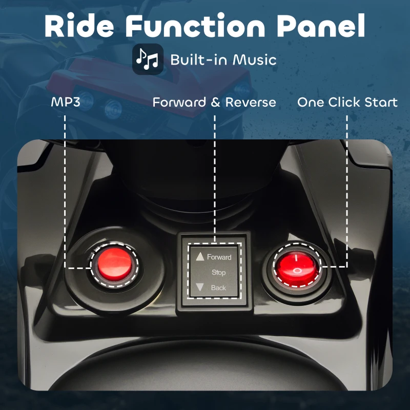 Qaba 6V Kids ATV, 4 Wheeler Electric Ride on Car with Music and LED Headlights, for Ages 3-8 Years Boys and Girls, Red