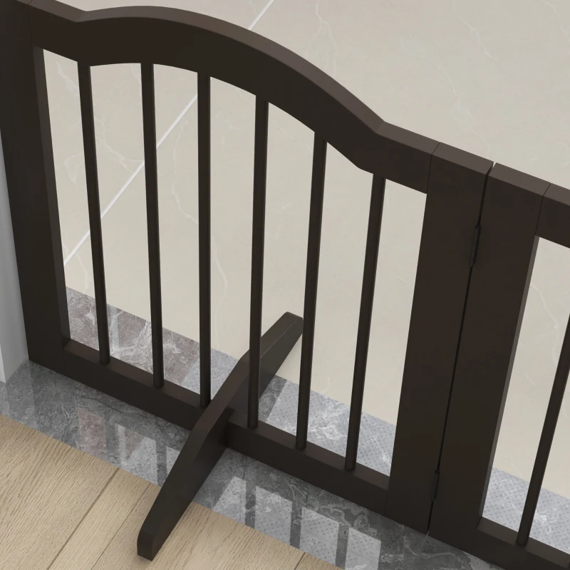 PawHut 24" Freestanding Pet Gate For Dogs with 2 Support Feet, Coffee