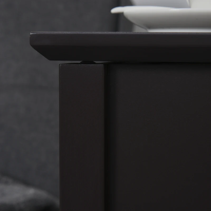 HOMCOM End Side Table in Flip Top Design with Cabinet and Bottom Shelf, Storage Furniture Decoration for Bedroom Living Room Office, Dark Coffee