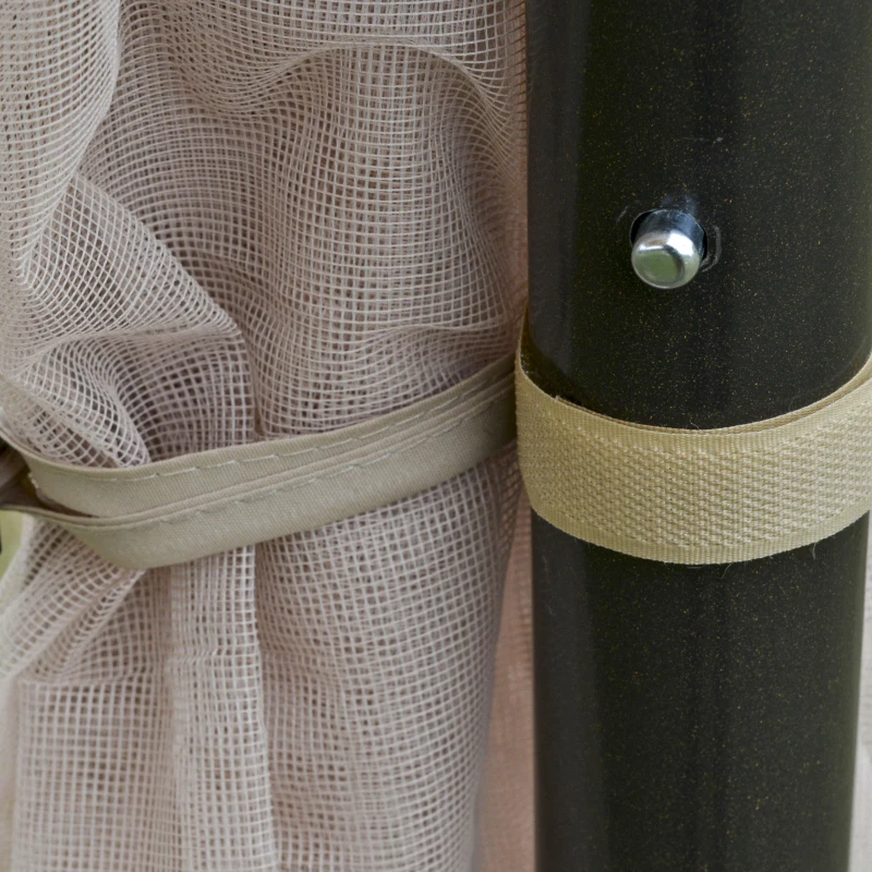 Outsunny 10' x 10' Gazebo Tent Shelter Art Steel Frame Flame-Retardant Fabric with Mosquito Netting for Party Dinner Beige